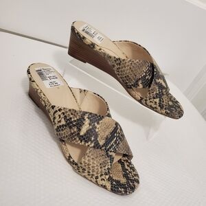 NWOB Cole Haan Adley Grand Snakeprint Leather Wedge Sandals Size 9B Retail $140